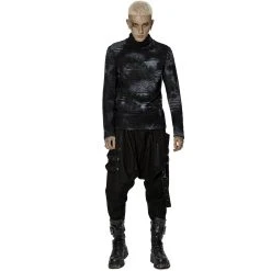 PUNK RAVE Polo Masque 'Xenos' Noir Et Gris -ALCHEMY GOTHIC shop polo masque xenos noir et gris 4