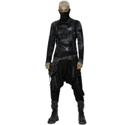 PUNK RAVE Polo Masque 'Xenos' Noir Et Gris -ALCHEMY GOTHIC shop polo masque xenos noir et gris 8