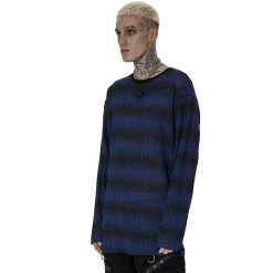 PUNK RAVE Pull 'Pagan' Rayé Bleu Et Noir -ALCHEMY GOTHIC shop pull pagan raye bleu et noir 3