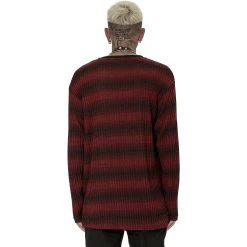 PUNK RAVE Pull 'Pagan' Rayé Rouge Et Noir -ALCHEMY GOTHIC shop pull pagan raye rouge et noir 2
