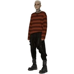 PUNK RAVE Pull 'Pagan' Rayé Rouge Et Noir -ALCHEMY GOTHIC shop pull pagan raye rouge et noir 7