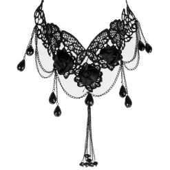 PUNK RAVE Ras Du Cou 'Black Roses' Noir