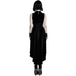 PUNK RAVE Robe Asymétrique 'Bara' En Velours Noir -ALCHEMY GOTHIC shop robe asymetrique bara en velours noir 2