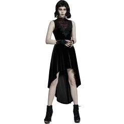 PUNK RAVE Robe Asymétrique 'Bara' En Velours Noir -ALCHEMY GOTHIC shop robe asymetrique bara en velours noir 6