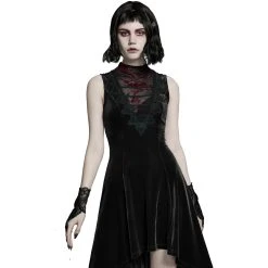 PUNK RAVE Robe Asymétrique 'Bara' En Velours Noir -ALCHEMY GOTHIC shop robe asymetrique bara en velours noir 8