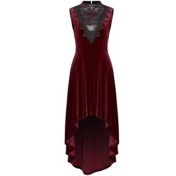 PUNK RAVE Robe Asymétrique 'Bara' En Velours Rouge -ALCHEMY GOTHIC shop robe asymetrique bara en velours rouge 11