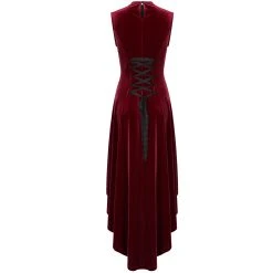 PUNK RAVE Robe Asymétrique 'Bara' En Velours Rouge -ALCHEMY GOTHIC shop robe asymetrique bara en velours rouge 12
