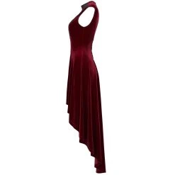 PUNK RAVE Robe Asymétrique 'Bara' En Velours Rouge -ALCHEMY GOTHIC shop robe asymetrique bara en velours rouge 13