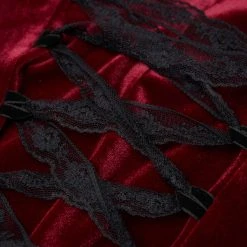 PUNK RAVE Robe Asymétrique 'Bara' En Velours Rouge -ALCHEMY GOTHIC shop robe asymetrique bara en velours rouge 16