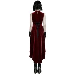 PUNK RAVE Robe Asymétrique 'Bara' En Velours Rouge -ALCHEMY GOTHIC shop robe asymetrique bara en velours rouge 2