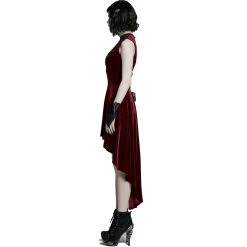 PUNK RAVE Robe Asymétrique 'Bara' En Velours Rouge -ALCHEMY GOTHIC shop robe asymetrique bara en velours rouge 3
