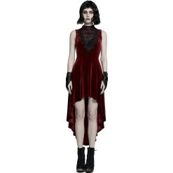PUNK RAVE Robe Asymétrique 'Bara' En Velours Rouge -ALCHEMY GOTHIC shop robe asymetrique bara en velours rouge 7