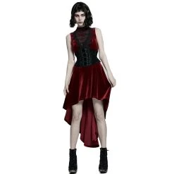 PUNK RAVE Robe Asymétrique 'Bara' En Velours Rouge -ALCHEMY GOTHIC shop robe asymetrique bara en velours rouge 8