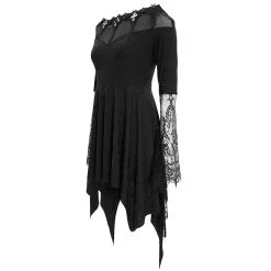 Eva Lady Robe Asymétrique 'Esmerée' En Dentelle Et Jacquard... -ALCHEMY GOTHIC shop robe asymetrique esmeree en dentelle et jacquard noirs 11