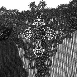 Eva Lady Robe Asymétrique 'Esmerée' En Dentelle Et Jacquard... -ALCHEMY GOTHIC shop robe asymetrique esmeree en dentelle et jacquard noirs 12