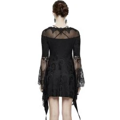 Eva Lady Robe Asymétrique 'Esmerée' En Dentelle Et Jacquard... -ALCHEMY GOTHIC shop robe asymetrique esmeree en dentelle et jacquard noirs 2