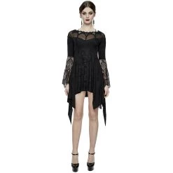 Eva Lady Robe Asymétrique 'Esmerée' En Dentelle Et Jacquard... -ALCHEMY GOTHIC shop robe asymetrique esmeree en dentelle et jacquard noirs 5