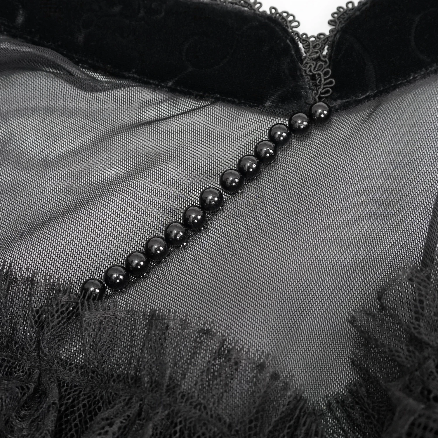 DEVIL FASHION Robe Cheongsam Gothique En Velours Noir 16 DEVIL FASHION Robe Cheongsam Gothique En Velours Noir – Image 14