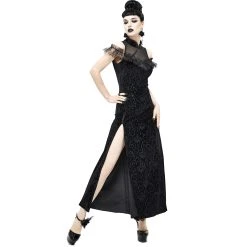 DEVIL FASHION Robe Cheongsam Gothique En Velours Noir 23 DEVIL FASHION Robe Cheongsam Gothique En Velours Noir -ALCHEMY GOTHIC shop robe cheongsam gothique en velours noir 4