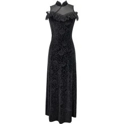 DEVIL FASHION Robe Cheongsam Gothique En Velours Noir 27 DEVIL FASHION Robe Cheongsam Gothique En Velours Noir -ALCHEMY GOTHIC shop robe cheongsam gothique en velours noir 8