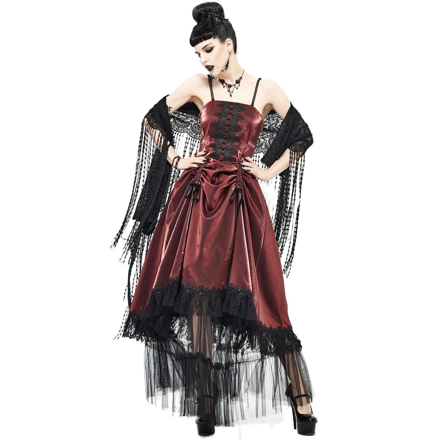 DEVIL FASHION Robe Gothique 'Narcissa' Rouge 8 DEVIL FASHION Robe Gothique 'Narcissa' Rouge – Image 6
