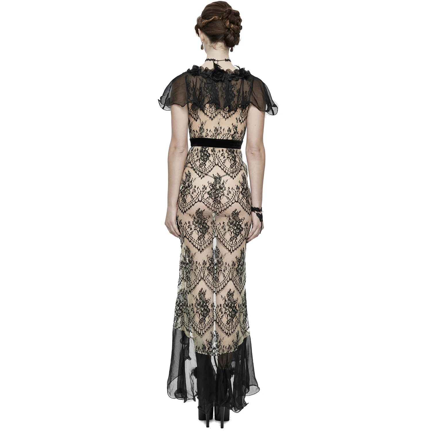 Eva Lady Robe Longue En Dentelle Transparente Et Mousseline... 5 Eva Lady Robe Longue En Dentelle Transparente Et Mousseline... – Image 3