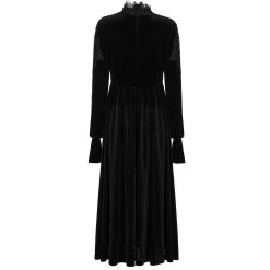 PUNK RAVE Robe Taille Haute 'Carridwen' En Velours Noir -ALCHEMY GOTHIC shop robe taille haute carridwen en velours noir 8