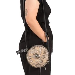 NEW ROCK Sac à Bandoulière Rond Beige à Fleurs -ALCHEMY GOTHIC shop sac a bandouliere rond beige a fleurs 5