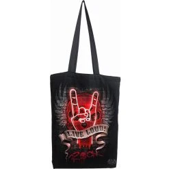 Spiral Direct Sac Fourre-Tout 'Live Loud' En Coton Noir -ALCHEMY GOTHIC shop sac fourre tout live loud en coton noir 2
