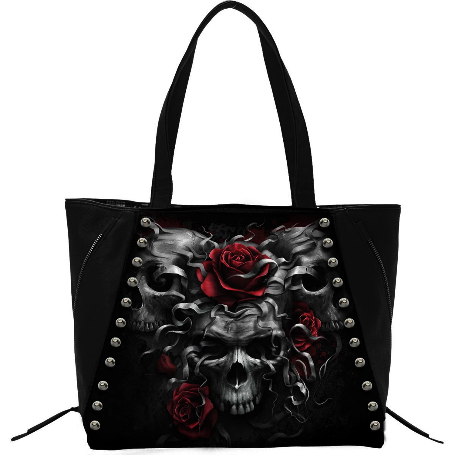 Spiral Direct Sac Fourre-Tout 'Skulls N' Roses' En Simili Cuir Noir 3 Spiral Direct Sac Fourre-Tout 'Skulls N' Roses' En Simili Cuir Noir