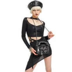 DEVIL FASHION Sac 'Heavy Metal Leather Jacket' Noir -ALCHEMY GOTHIC shop sac heavy metal leather jacket noir 2