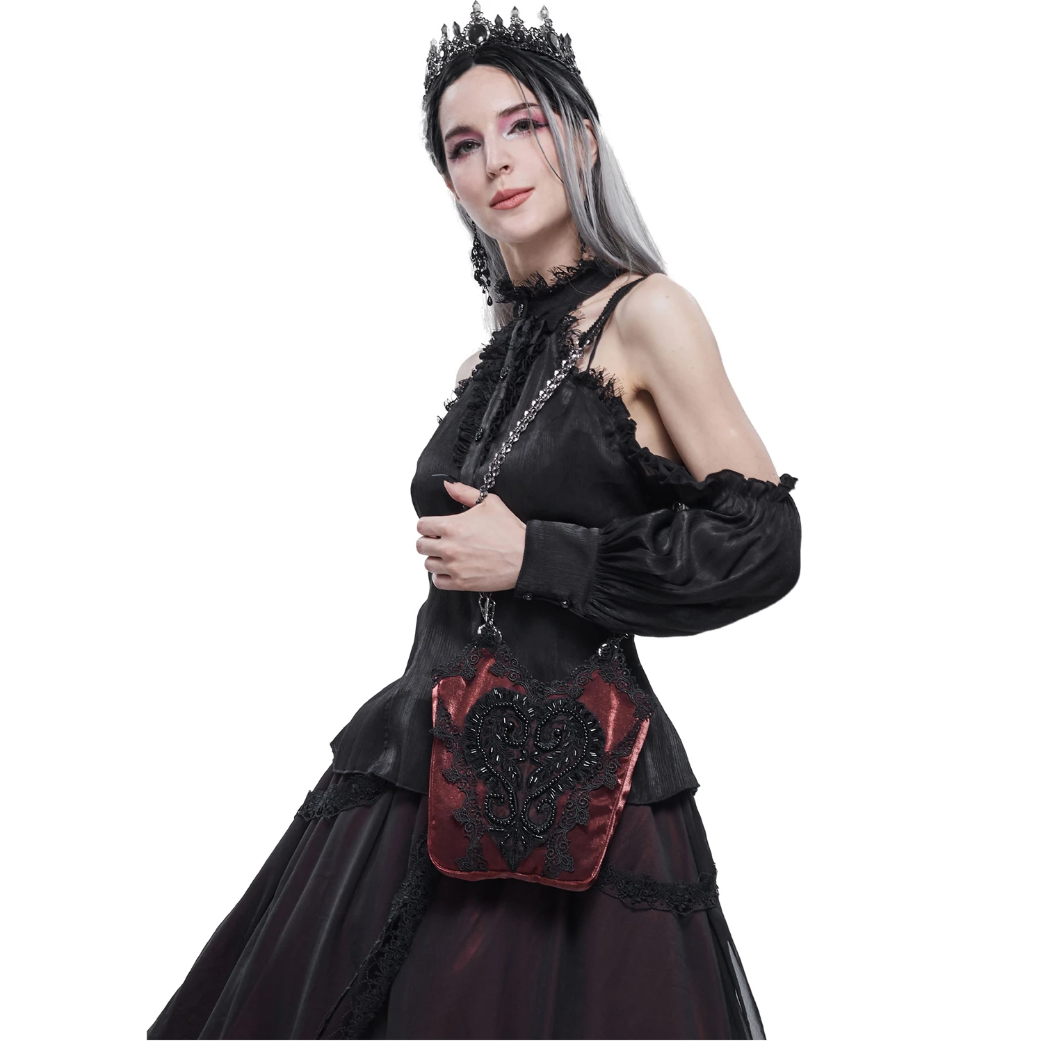 DEVIL FASHION Sac 'Satin Blood' Rouge Et Noir 4 DEVIL FASHION Sac 'Satin Blood' Rouge Et Noir – Image 2