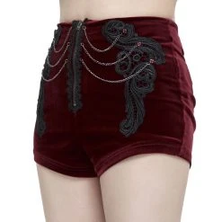 DEVIL FASHION Short 'Artemis' En Velours Bordeaux -ALCHEMY GOTHIC shop short artemis en velours bordeaux 10