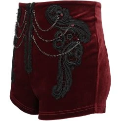 DEVIL FASHION Short 'Artemis' En Velours Bordeaux -ALCHEMY GOTHIC shop short artemis en velours bordeaux 13