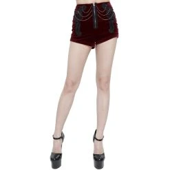 DEVIL FASHION Short 'Artemis' En Velours Bordeaux -ALCHEMY GOTHIC shop short artemis en velours bordeaux 3