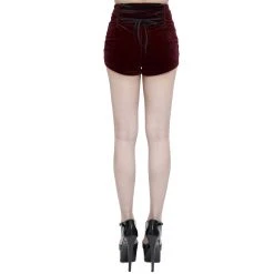 DEVIL FASHION Short 'Artemis' En Velours Bordeaux -ALCHEMY GOTHIC shop short artemis en velours bordeaux 4