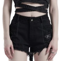 PUNK RAVE Short Gothique 'Cassiopee' Noir -ALCHEMY GOTHIC shop short gothique cassiopee noir 15
