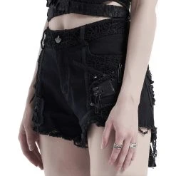 PUNK RAVE Short Gothique 'Cassiopee' Noir -ALCHEMY GOTHIC shop short gothique cassiopee noir 17