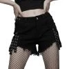 PUNK RAVE Short Gothique 'Ragged' Noir 1 PUNK RAVE Short Gothique 'Ragged' Noir -ALCHEMY GOTHIC shop short gothique ragged noir