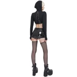 DEVIL FASHION Short Sexy 'Pentagram' En Simili Cuir Noir -ALCHEMY GOTHIC shop short sexy pentagram en simili cuir noir 3