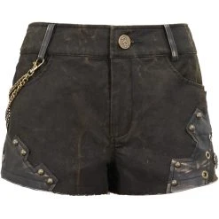 DEVIL FASHION Short 'Steampunk Gear' Marron -ALCHEMY GOTHIC shop short steampunk gear marron 11