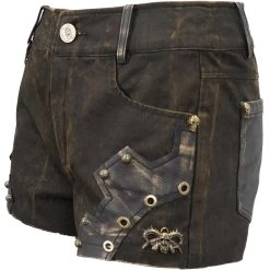 DEVIL FASHION Short 'Steampunk Gear' Marron -ALCHEMY GOTHIC shop short steampunk gear marron 13