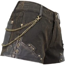 DEVIL FASHION Short 'Steampunk Gear' Marron -ALCHEMY GOTHIC shop short steampunk gear marron 14