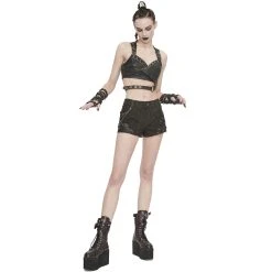 DEVIL FASHION Short 'Steampunk Gear' Marron -ALCHEMY GOTHIC shop short steampunk gear marron 5