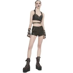 DEVIL FASHION Short 'Steampunk Gear' Marron -ALCHEMY GOTHIC shop short steampunk gear marron 6