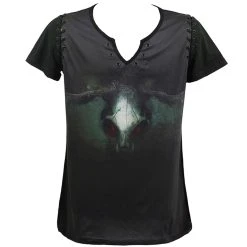 PUNK RAVE T-Shirt 'Evil Skull' Noir Et Vert