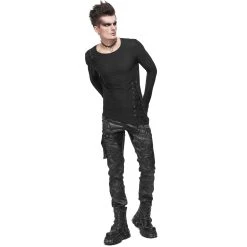 DEVIL FASHION T-Shirt Manches Longues Asymétrique 'Titan' Noir -ALCHEMY GOTHIC shop t shirt manches longues asymetrique titan noir 10
