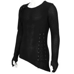 DEVIL FASHION T-Shirt Manches Longues Asymétrique 'Titan' Noir -ALCHEMY GOTHIC shop t shirt manches longues asymetrique titan noir 16