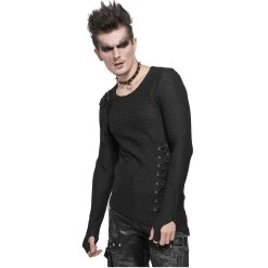 DEVIL FASHION T-Shirt Manches Longues Asymétrique 'Titan' Noir -ALCHEMY GOTHIC shop t shirt manches longues asymetrique titan noir 4