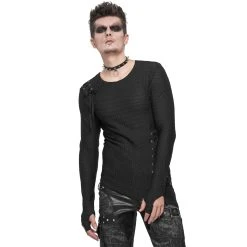 DEVIL FASHION T-Shirt Manches Longues Asymétrique 'Titan' Noir -ALCHEMY GOTHIC shop t shirt manches longues asymetrique titan noir 6